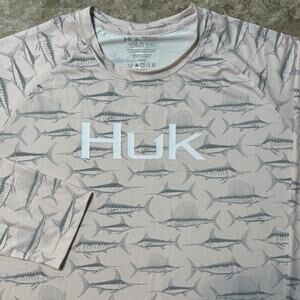 Huk Fishing Shirt Mens 2XL Light Pink Billfish Sailfish Long Sleeve UPF